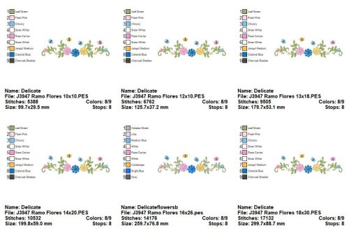 Matriz de Bordado Ramo de Flores Delicado Ponto Satin
