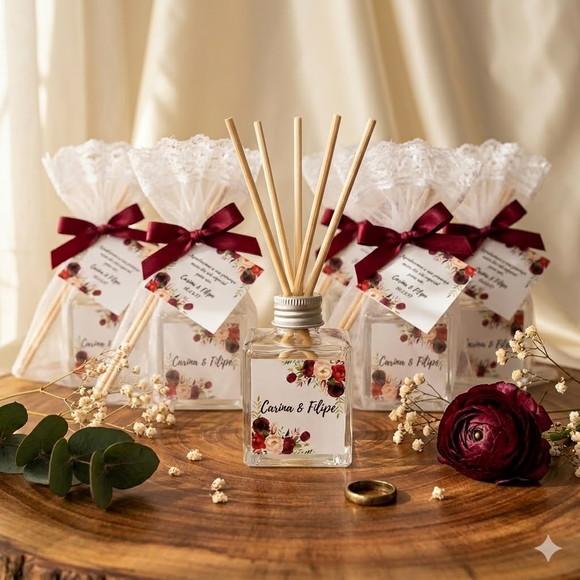 Lembrança Casamento Mini Aromatizador Difusor Vareta Marsala
