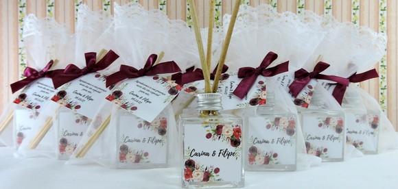 Lembrança Casamento Mini Aromatizador Difusor Vareta Marsala