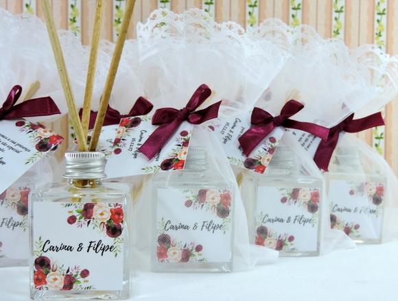Lembrança Casamento Mini Aromatizador Difusor Vareta Marsala