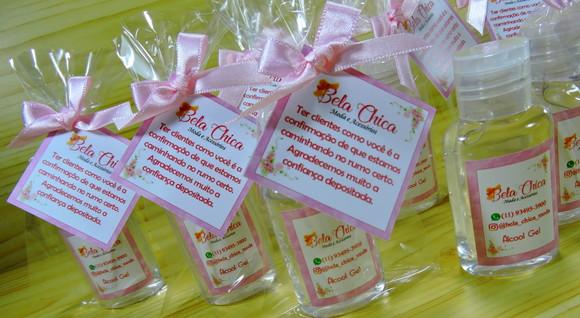 Lembrancinha Agradecimento Personalizada Álcool Gel Saquinho