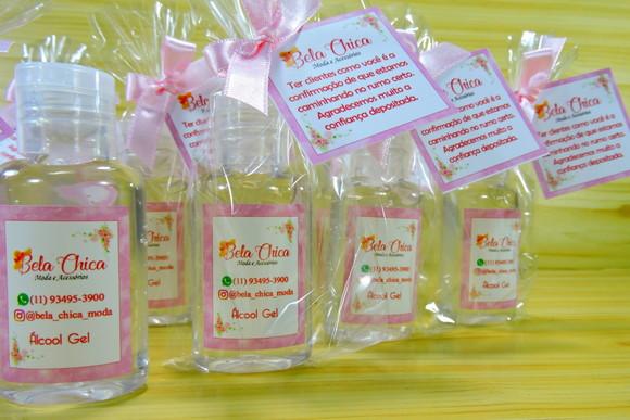 Lembrancinha Agradecimento Personalizada Álcool Gel Saquinho