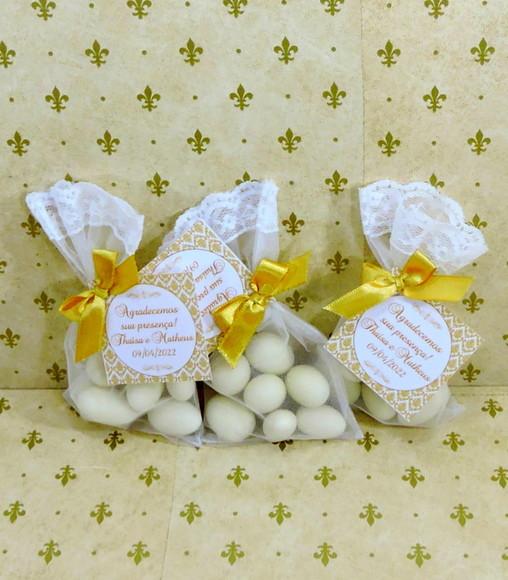 Lembrancinha Amêndoas da Sorte Saquinho Organza de Casamento