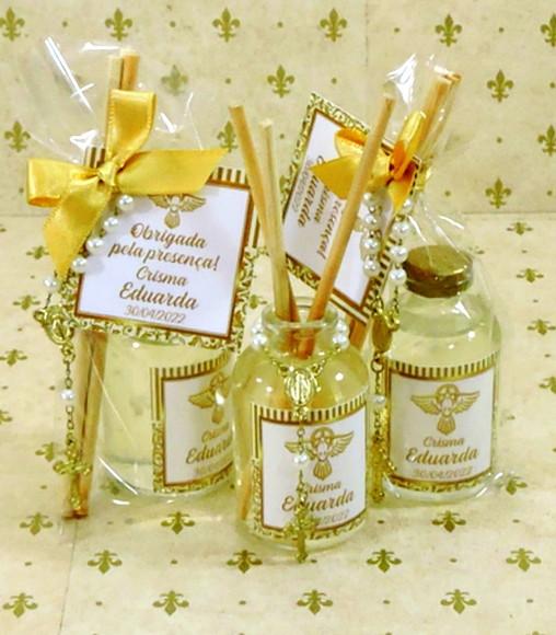 Lembrancinha Batizado Mini Difusor com Tercinho Mini Terço