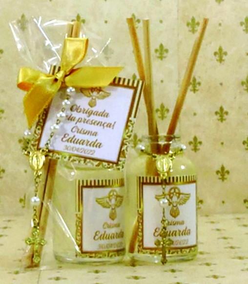 Lembrancinha Batizado Mini Difusor com Tercinho Mini Terço