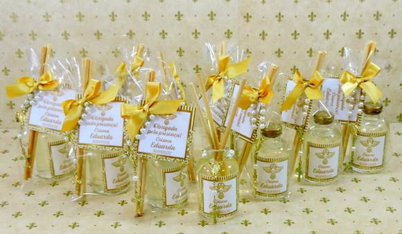 Lembrancinha Batizado Mini Difusor com Tercinho Mini Terço
