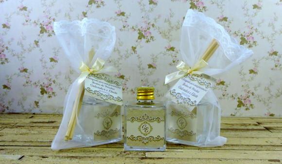 Lembrancinha Bodas de Pérolas Mini Aromatizante Cubo 50 ml