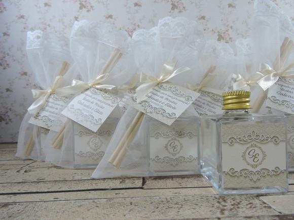 Lembrancinha Bodas de Pérolas Mini Aromatizante Cubo 50 ml
