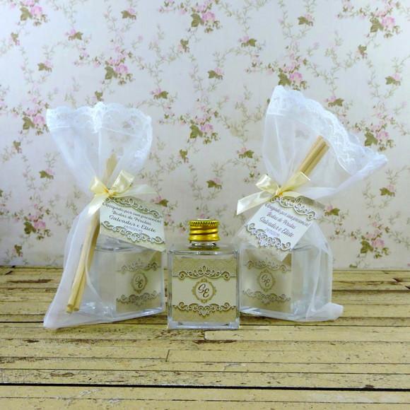 Lembrancinha Bodas de Pérolas Mini Aromatizante Cubo 50 ml