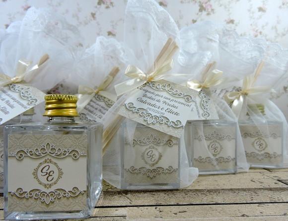 Lembrancinha Bodas de Pérolas Mini Aromatizante Cubo 50 ml