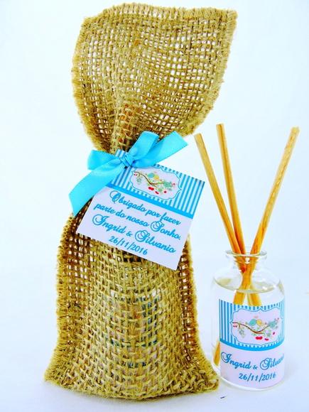 Lembrancinha Casamento Difusor na Juta