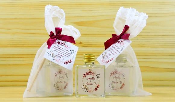 Lembrancinha Casamento Mini Aromatizante Vareta Marsala