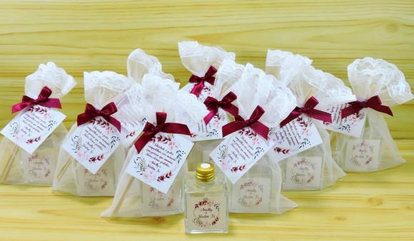 Lembrancinha Casamento Mini Aromatizante Vareta Marsala