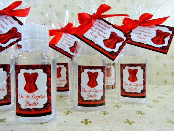 Lembrancinha Chá de Lingerie Personalizada Álcool Gel