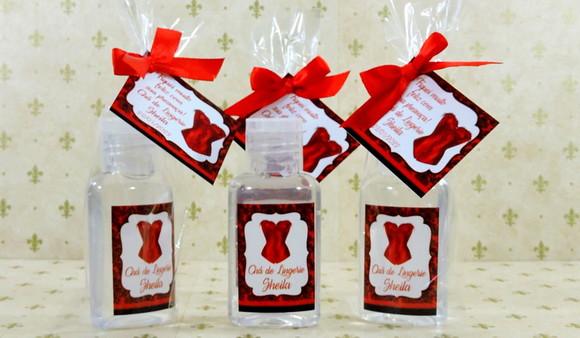 Lembrancinha Chá de Lingerie Personalizada Álcool Gel