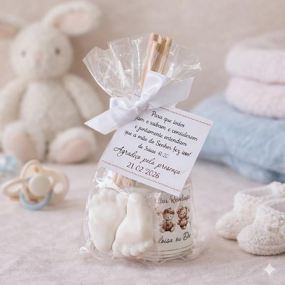 Lembrancinha Chá Revelação Aromatizador e Pezinhos Delicado