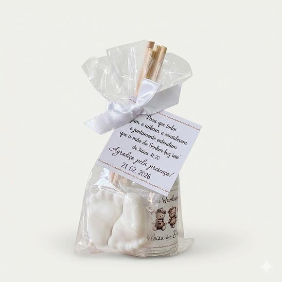 Lembrancinha Chá Revelação Aromatizador e Pezinhos Delicado