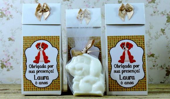 Lembrancinha de Aniversário Sabonete Cachorrinho na Caixinha