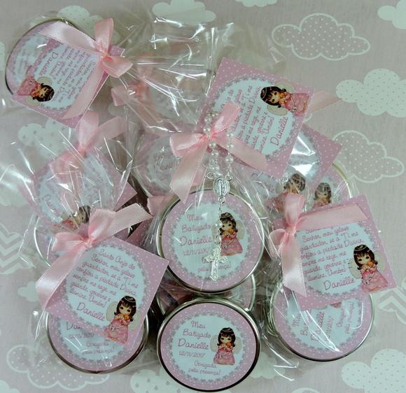 Lembrancinha de Batizado Latinha com Mini Terço