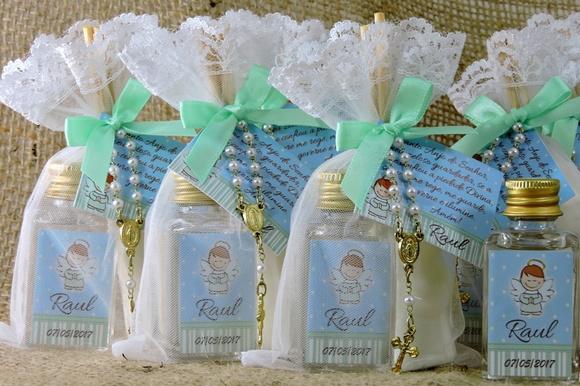 Lembrancinha de Batizado Anjinho, Difusor com Mini Terço
