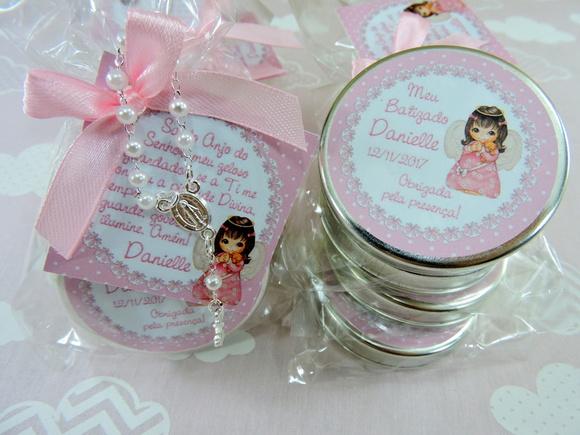 Lembrancinha de Batizado Latinha com Mini Terço