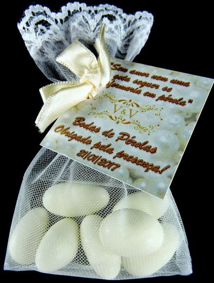 Lembrancinha de Bodas de Pérolas Amêndoas da Sorte