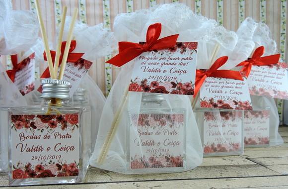 Lembrancinha de Bodas de Prata Mini Aromatizante Cubo 50 ml