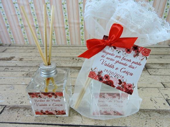 Lembrancinha de Bodas de Prata Mini Aromatizante Cubo 50 ml