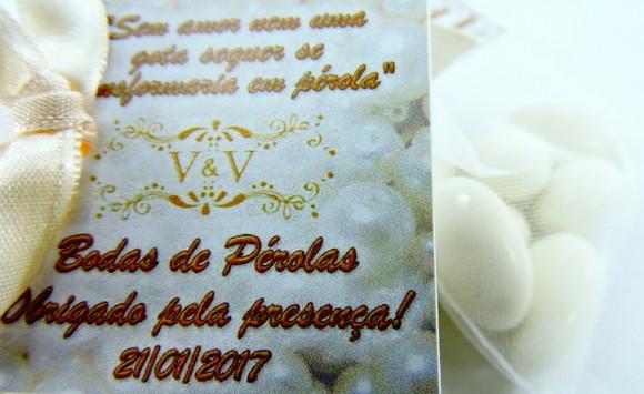 Lembrancinha de Bodas de Pérolas Amêndoas da Sorte