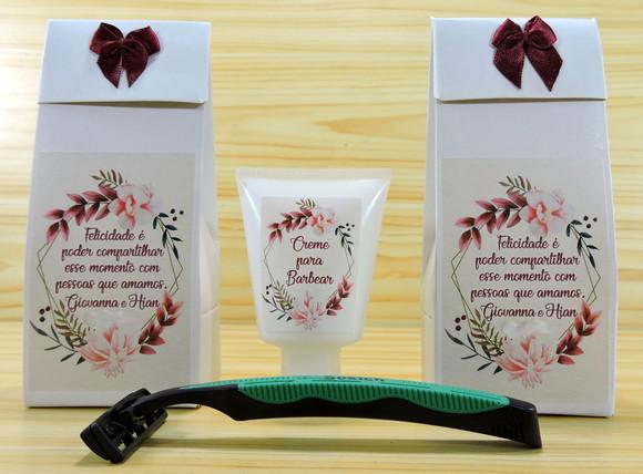 Lembrancinha de Casamento Barbeador e Creme Barba Padrinhos