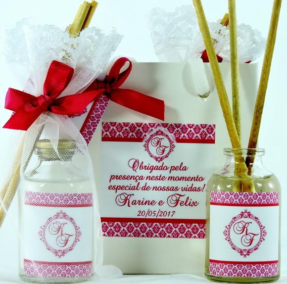 Lembrancinha de Casamento Mini Difusor na Sacolinha Branca
