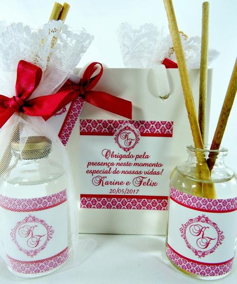 Lembrancinha de Casamento Mini Difusor na Sacolinha Branca
