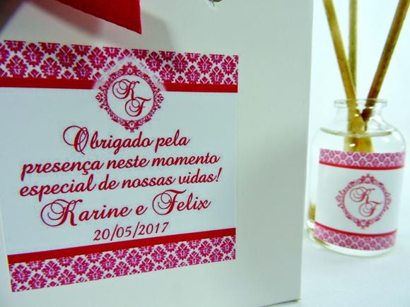 Lembrancinha de Casamento Mini Difusor na Sacolinha Branca