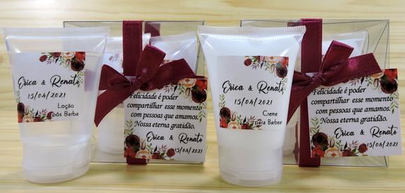 Lembrancinha de Casamento Padrinhos Creme e Loção Barbear