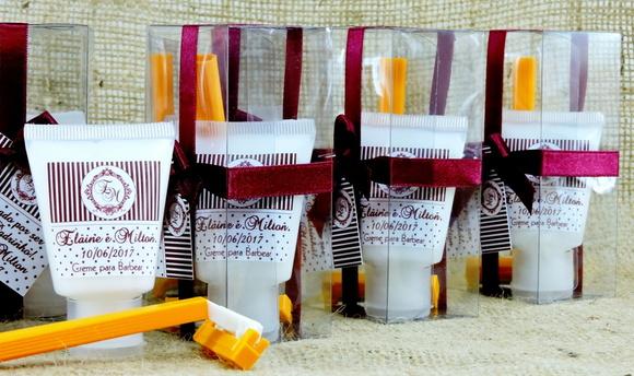 Lembrancinha de Casamento para Padrinhos Kit Barbear Marsala