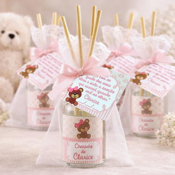 Lembrancinha de Nascimento Aromatizador na Organza Ursinha