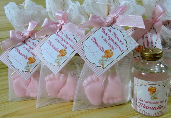 Lembrancinha de Nascimento Aromatizador Pézinho na Organza