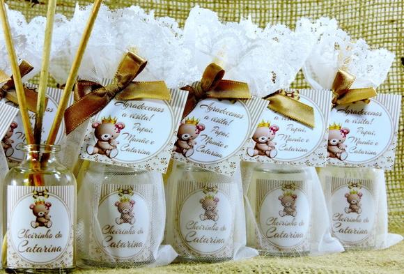 Lembrancinha de Nascimento Mini Aromatizador na Organza