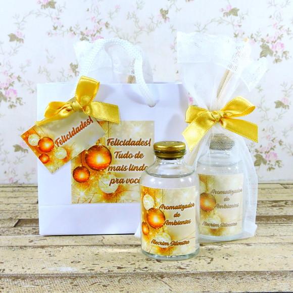 Lembrancinha de Natal Mini Aromatizador Sacola Branca Brinde
