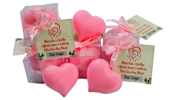 Lembrancinha Dia das Mães Coração de Sabonete na Caixinha