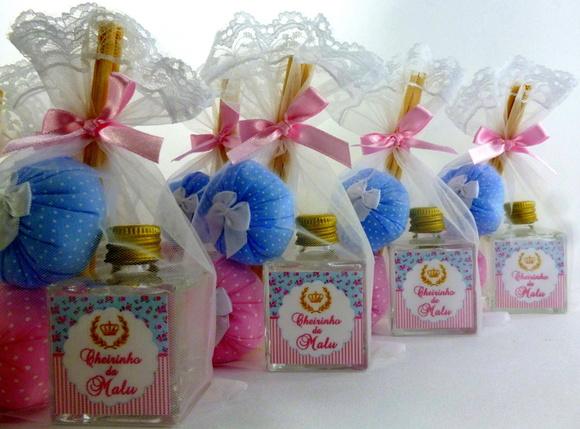 Lembrancinha Mini Aromatizador Varetas-rosa e Azul Coroa