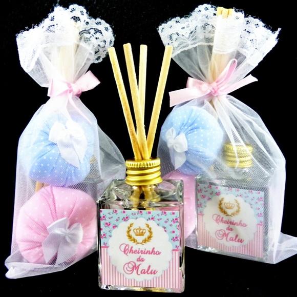 Lembrancinha Mini Aromatizador Varetas-rosa e Azul Coroa