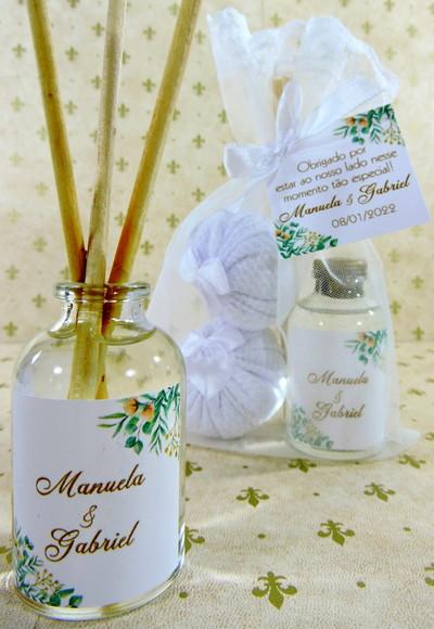Lembrancinha Mini Difusor Varetas Casamento Dois Sachês