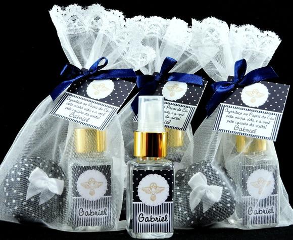 Lembrancinha Mini Home Spray Nascimento Sachê Aroma Organza
