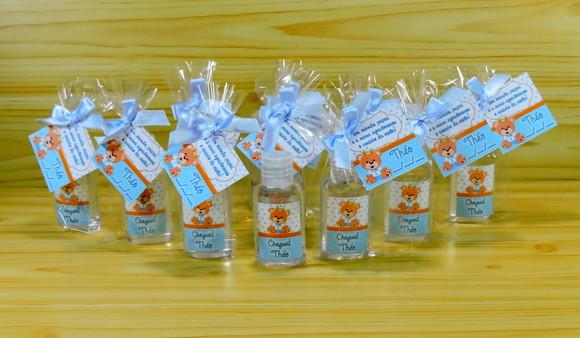 Lembrancinha Nascimento Personalizada Álcool Gel no Saquinho