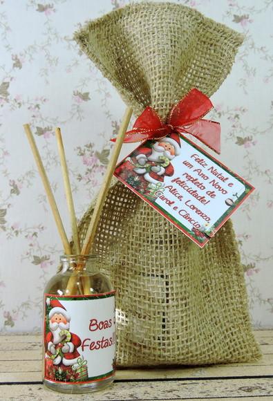 Lembrancinha Natal Aromatizante Varetas Difusor Juta Aroma