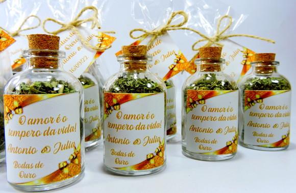 Lembrancinha Tempero do Amor Bodas de Ouro Casamento