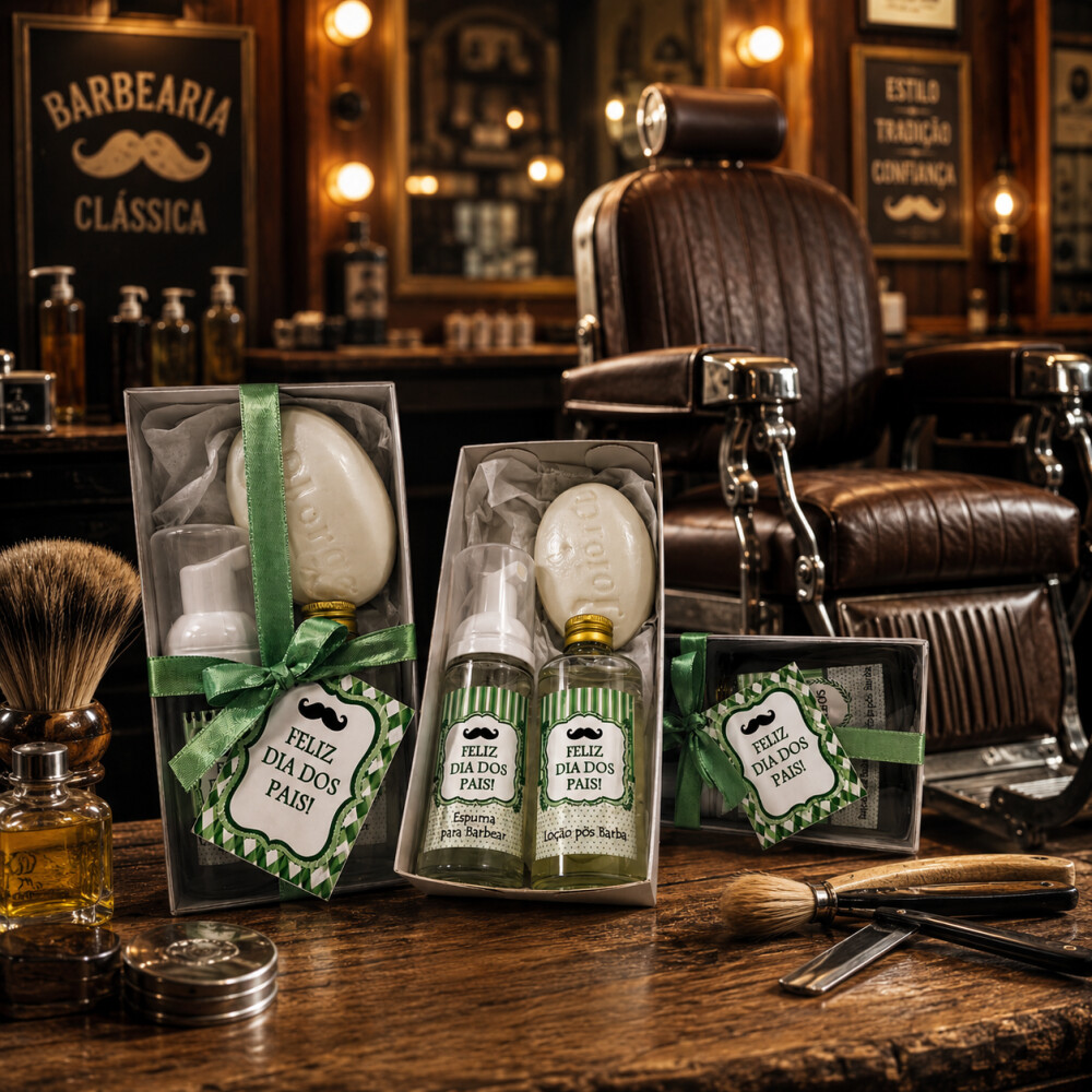 Kit Presente Dia dos Pais com Loção Pós Barba, Creme de Barbea