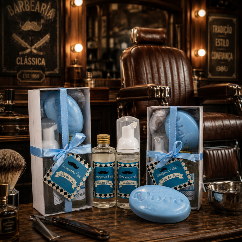 Kit Presente Dia dos Pais com Loção Pós Barba, Creme de Barbea