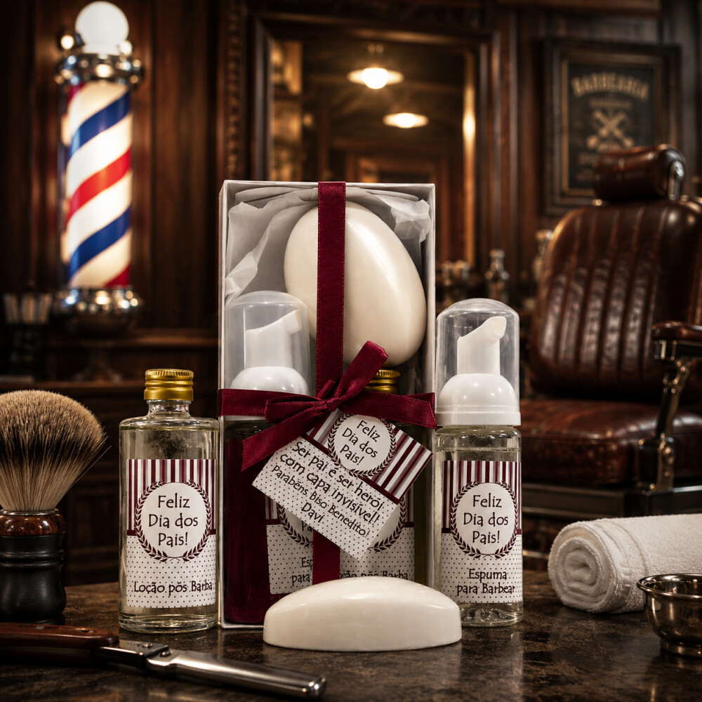 Kit Presente Dia dos Pais com Loção Pós Barba, Creme de Barbea